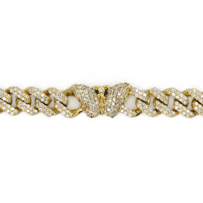 10k Solid Gold 7mm Lab Diamond Butterfly Cuban Link Bracelet