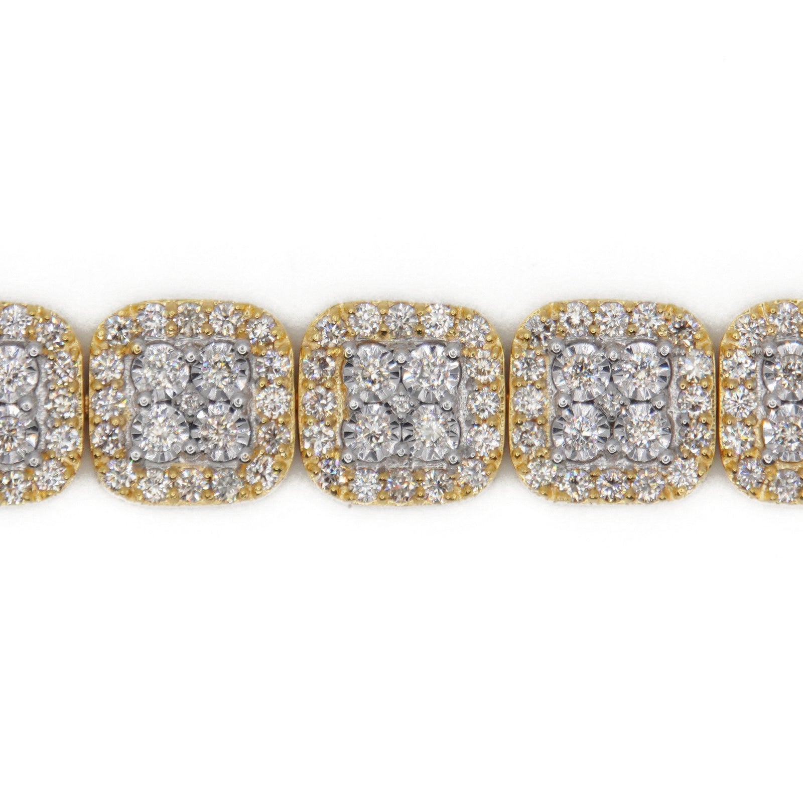 10k Solid Gold 7mm Lab Diamond Square Cluster Bracelet