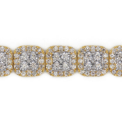 10k Solid Gold 7mm Lab Diamond Square Cluster Bracelet