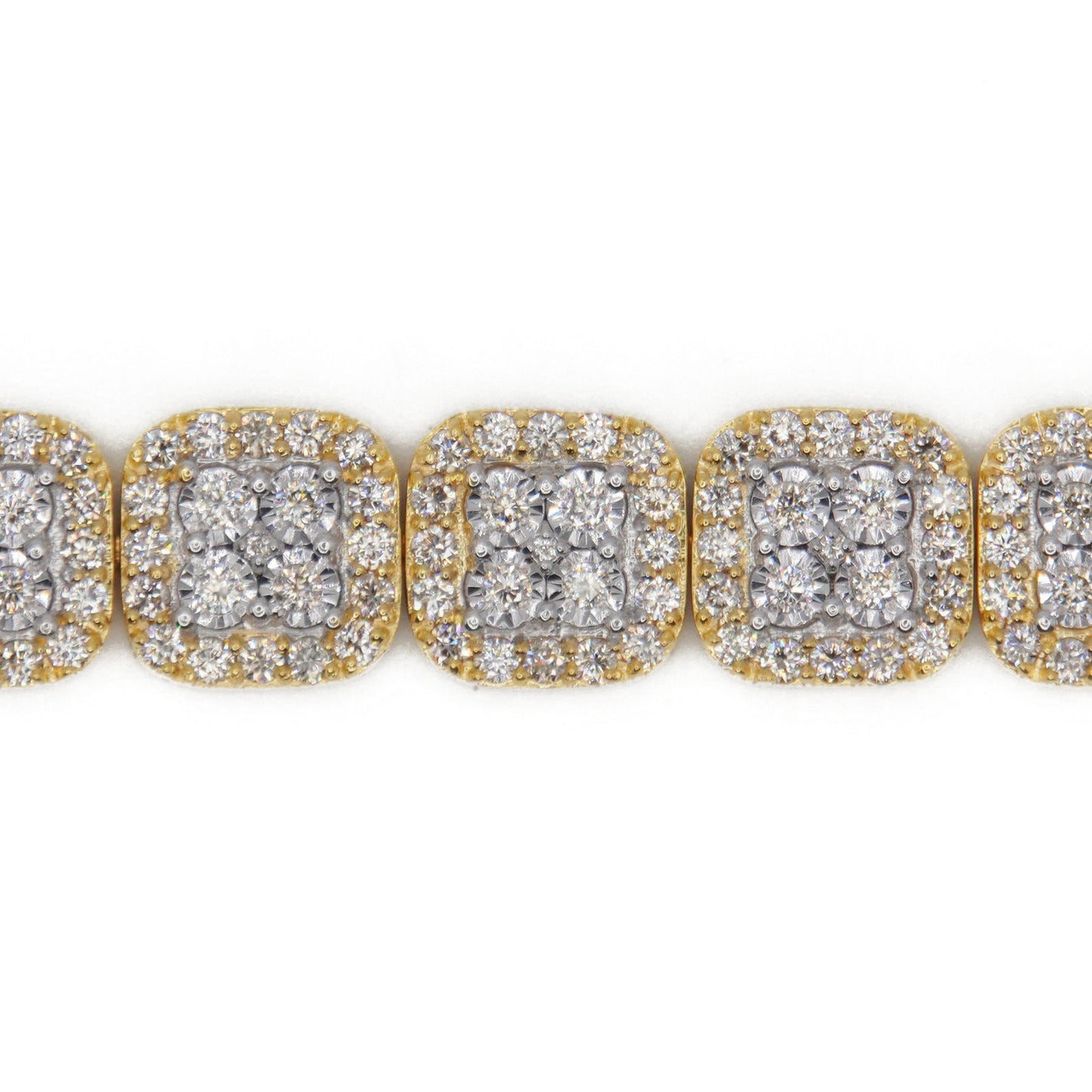 10k Solid Gold 7mm Lab Diamond Square Cluster Bracelet