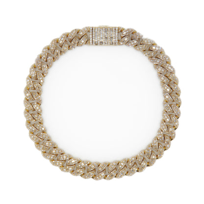 10k Solid Gold 8mm Baguette Lock Lab Diamond Cuban Bracelet