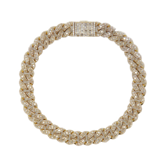 10k Solid Gold 8mm Baguette Lock Lab Diamond Cuban Bracelet