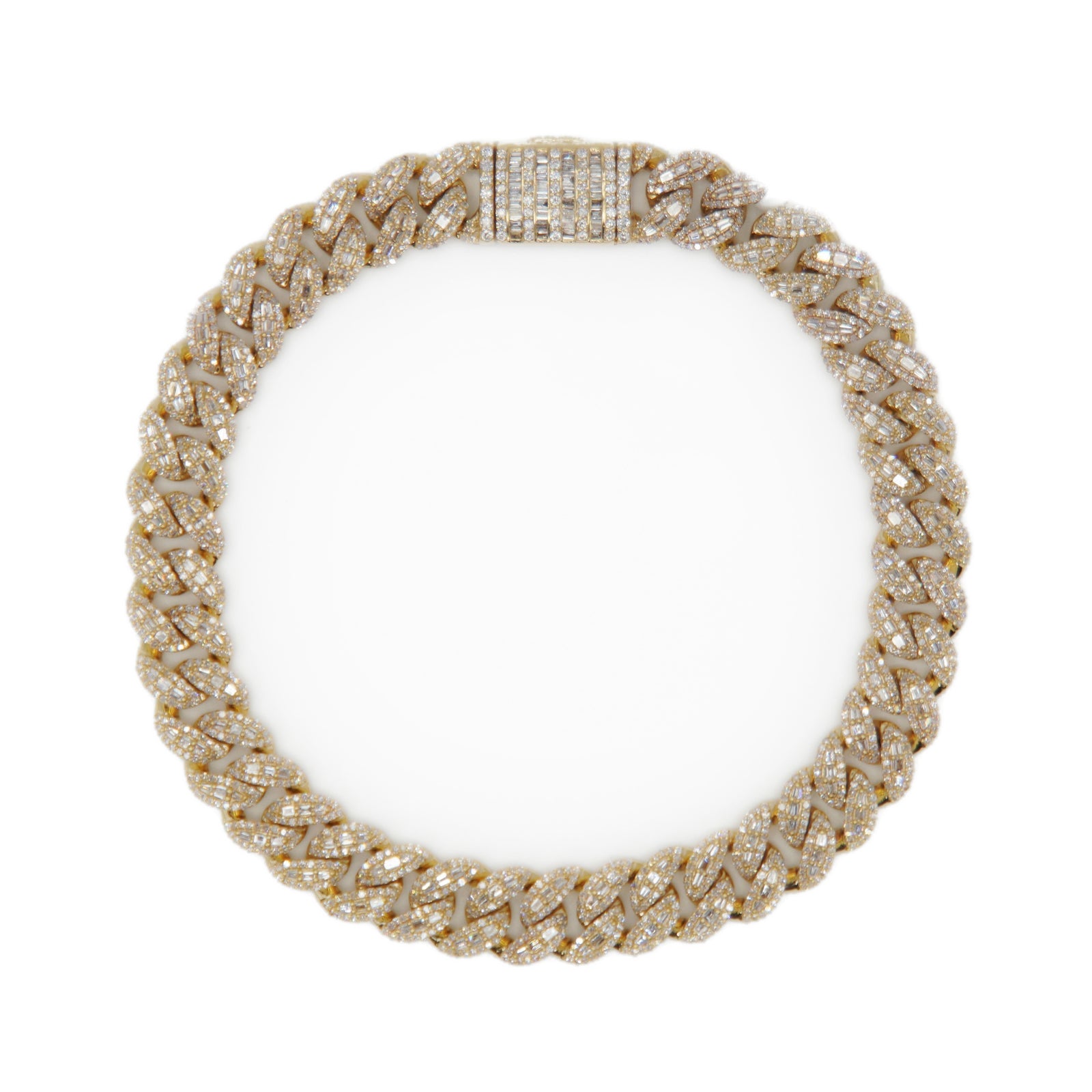 10k Solid Gold 8mm Baguette Lock Lab Diamond Cuban Bracelet