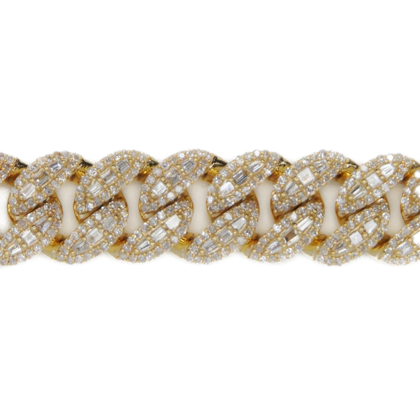 10k Solid Gold 8mm Baguette Lock Lab Diamond Cuban Bracelet