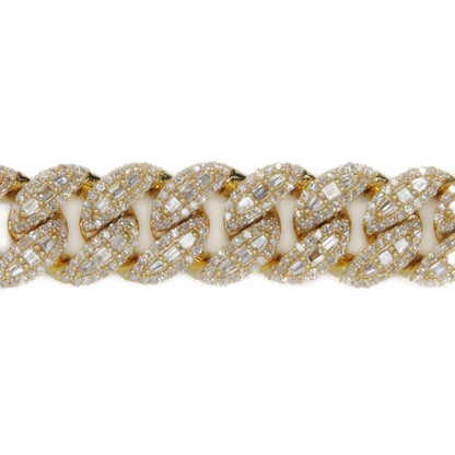 10k Solid Gold 8mm Baguette Lock Lab Diamond Cuban Bracelet