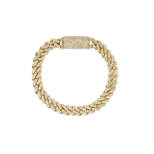 10k Solid Gold 8mm Lab Diamond Cuban Bracelet