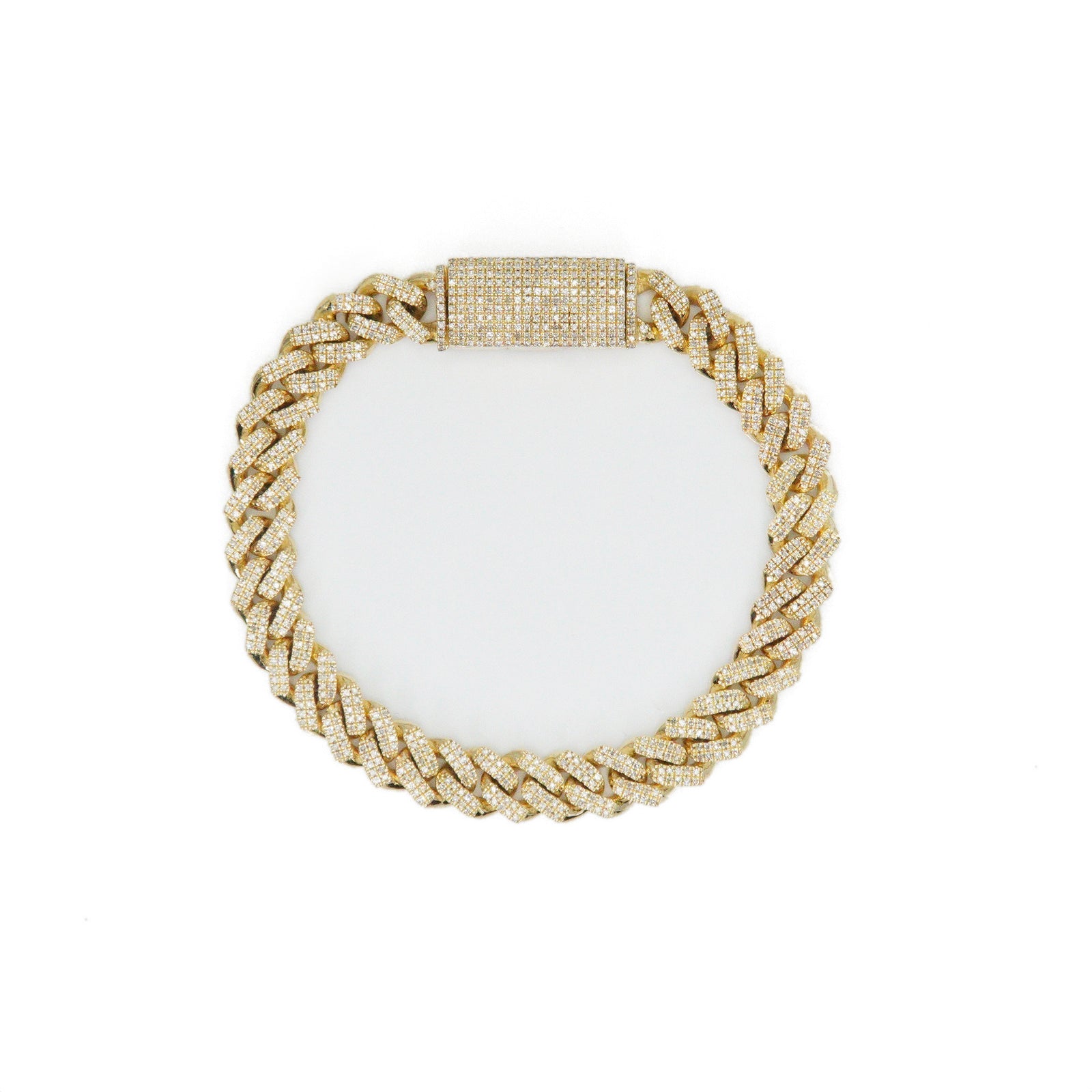 10k Solid Gold 8mm Lab Diamond Cuban Bracelet
