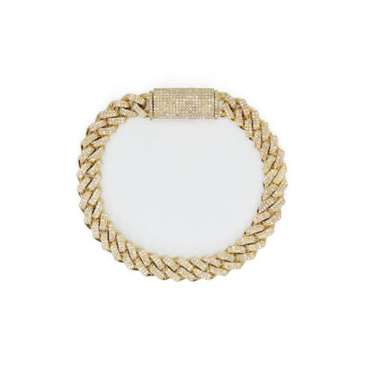 10k Solid Gold 8mm Lab Diamond Cuban Bracelet