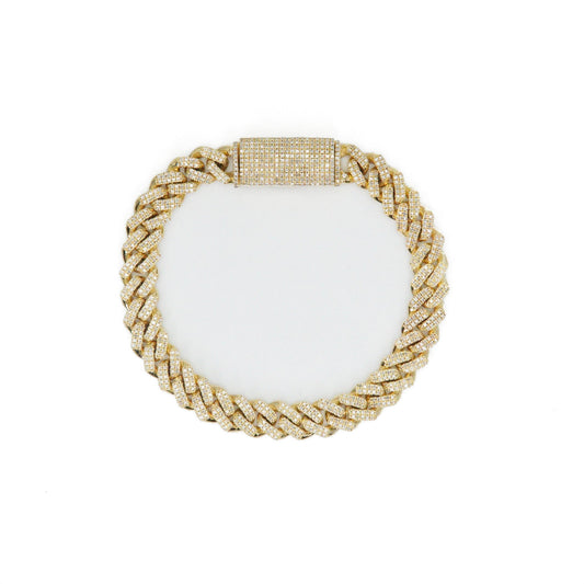 10k Solid Gold 8mm Lab Diamond Cuban Bracelet