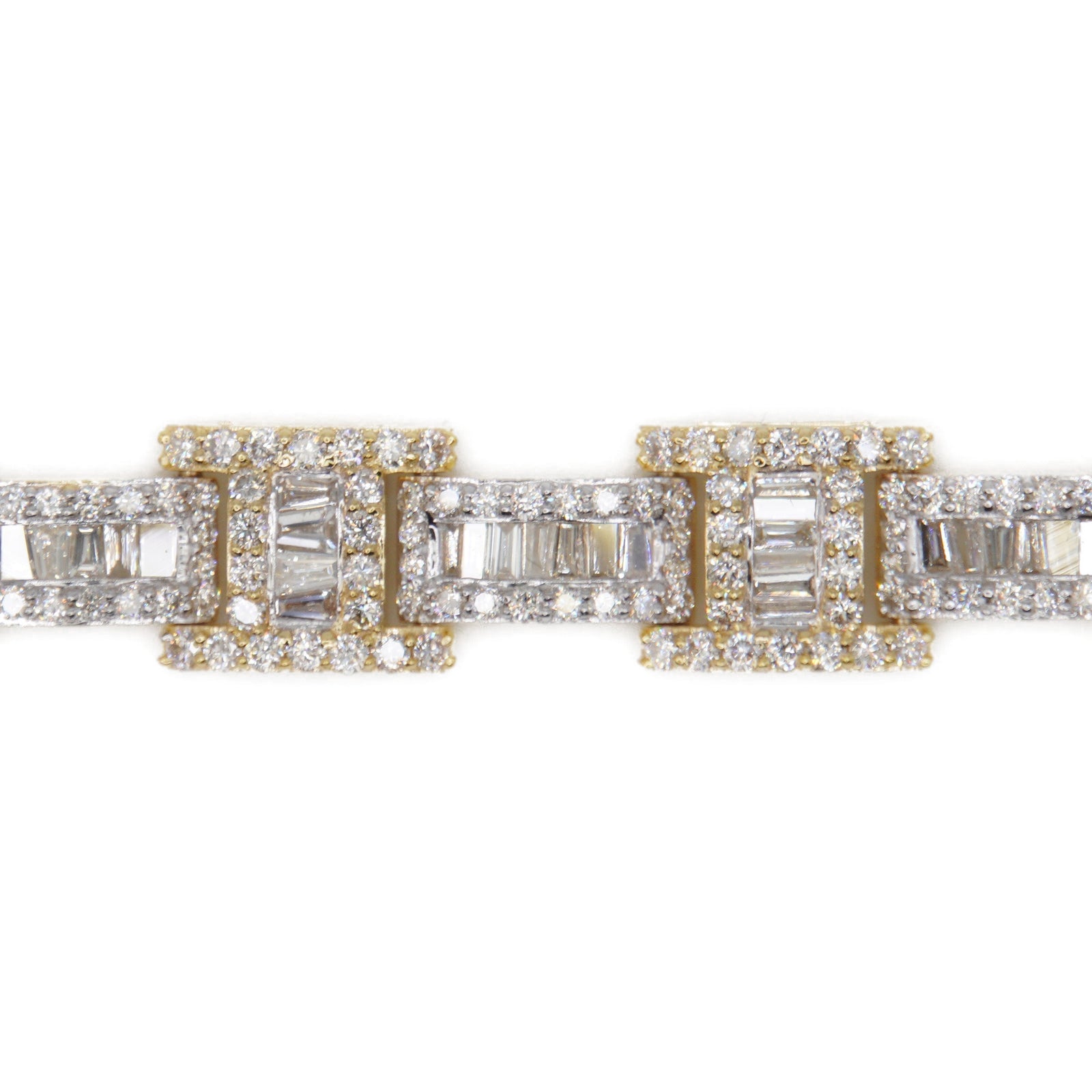 10k Solid Gold 8mm Baguette Lab Diamond H-Link Bracelet