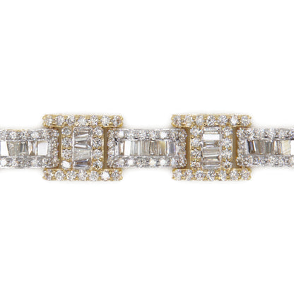 10k Solid Gold 8mm Baguette Lab Diamond H-Link Bracelet