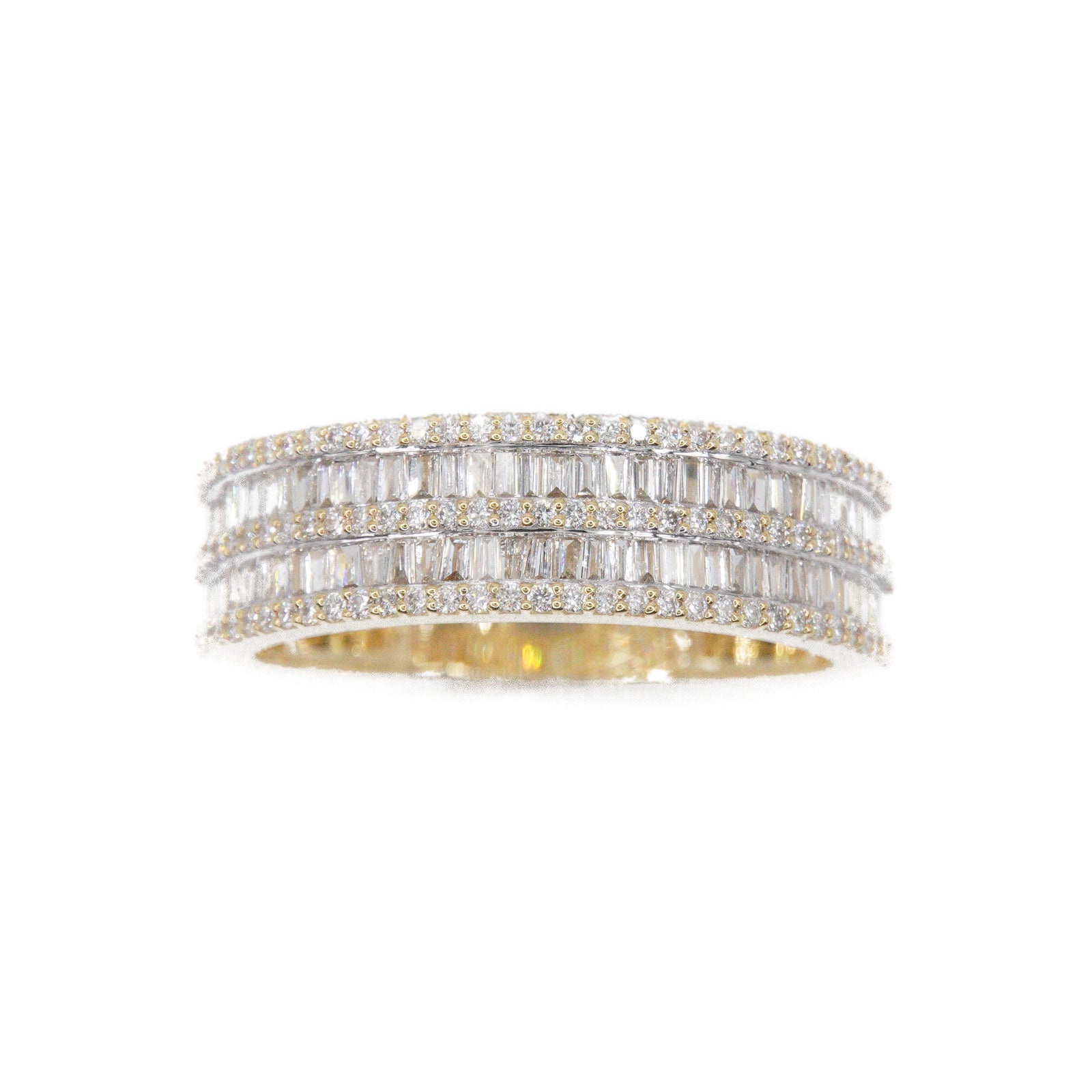 10k Solid Gold Baguette Lab Diamond Double-Row Band