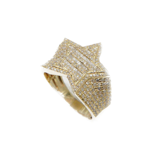 10k Solid Gold Baguette Lab Diamond Star Ring