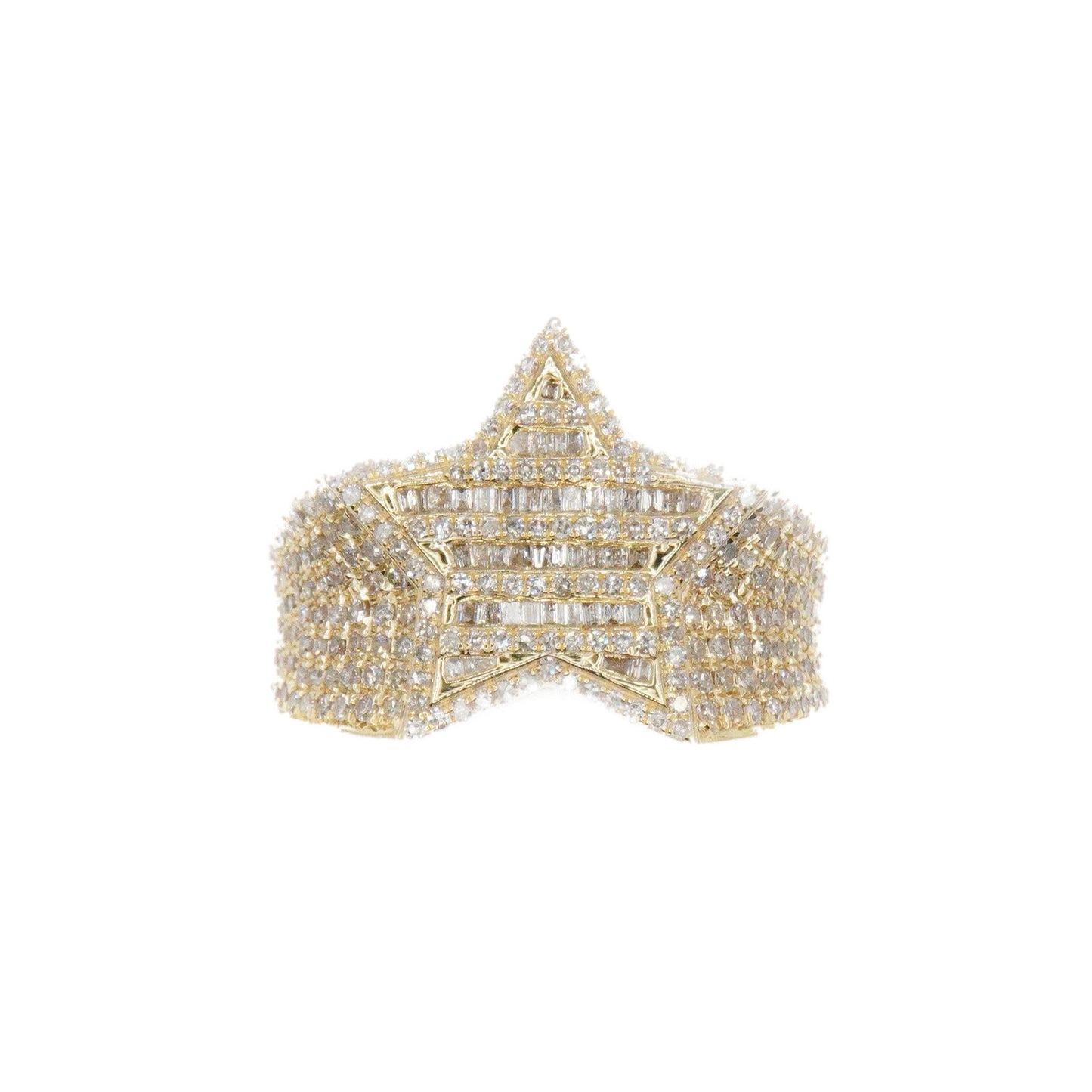 10k Solid Gold Baguette Lab Diamond Star Ring
