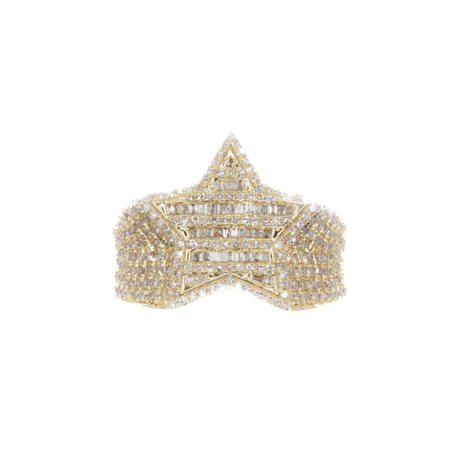 10k Solid Gold Baguette Lab Diamond Star Ring