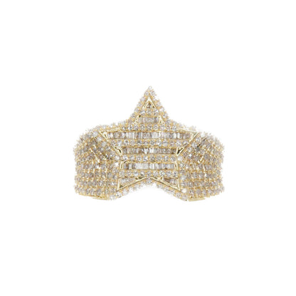 10k Solid Gold Baguette Lab Diamond Star Ring