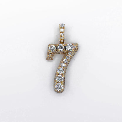 10k Solid Gold Center Pointer Lab Diamond Number Pendants
