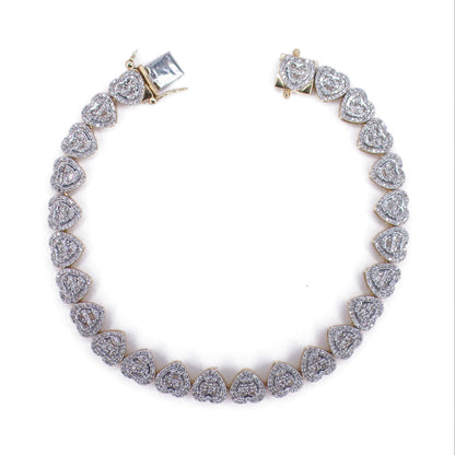 10k Solid Gold Lab Diamond 3D Heart Tennis Bracelet
