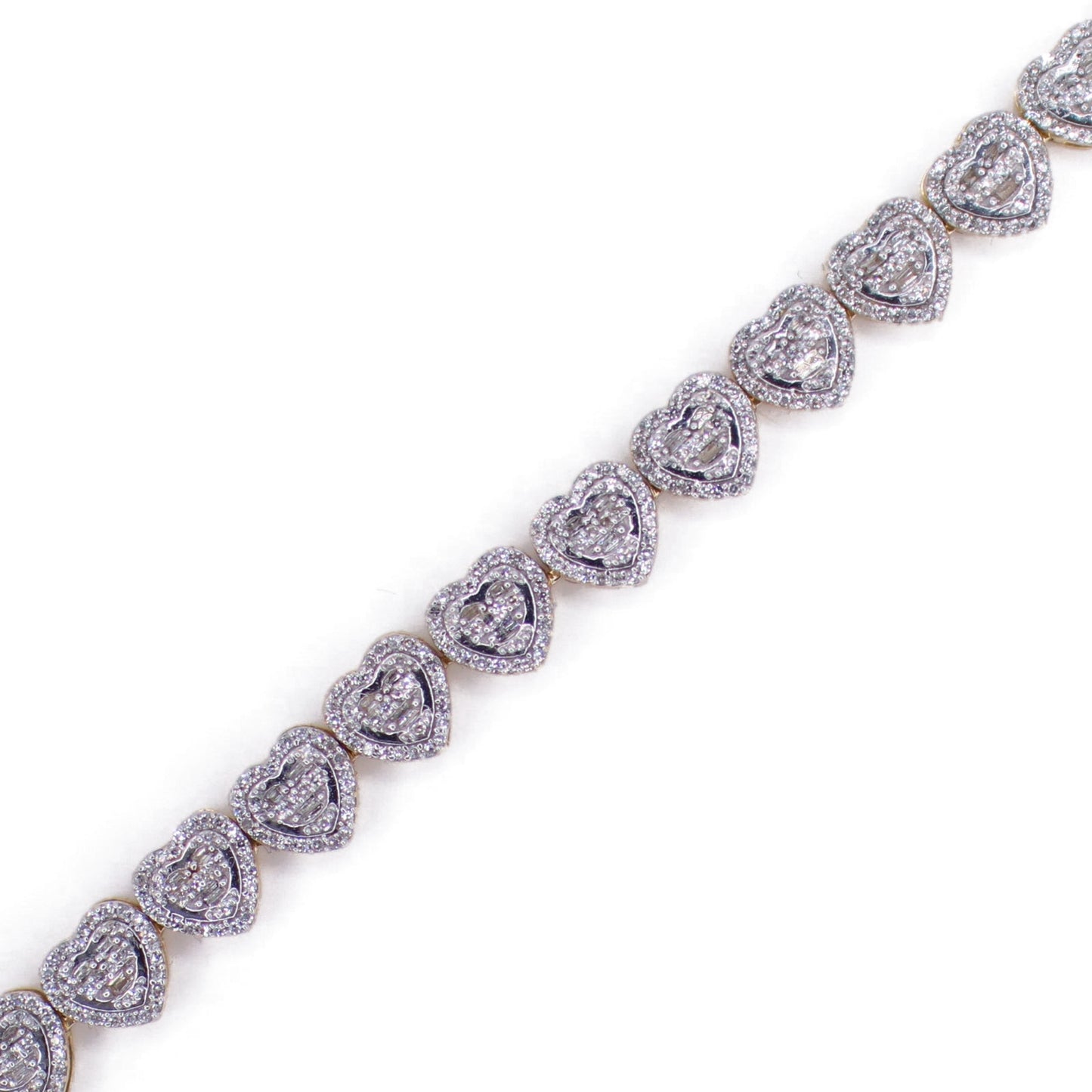 10k Solid Gold Lab Diamond 3D Heart Tennis Bracelet