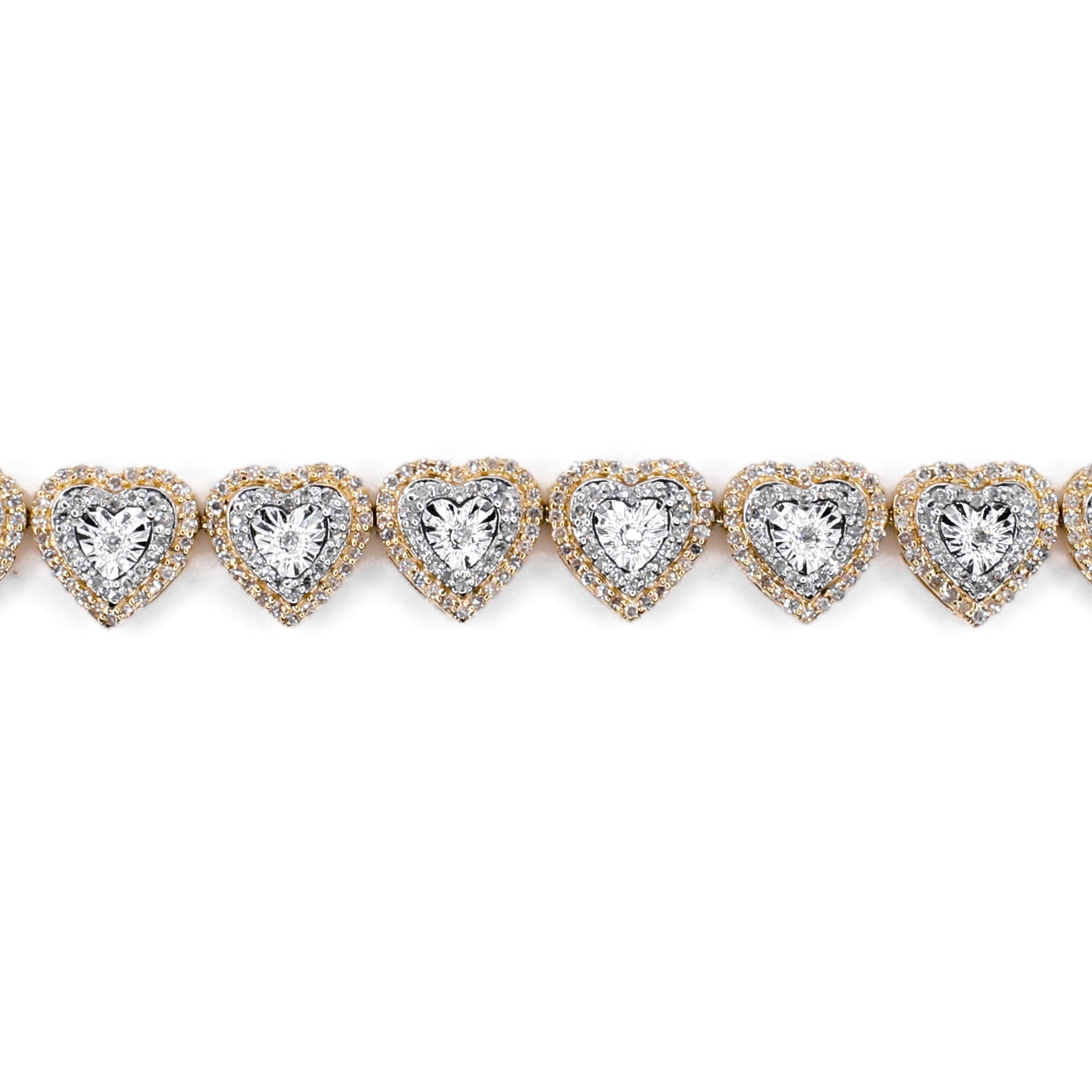 10k Solid Gold Lab Diamond Cluster Hearts Bracelet