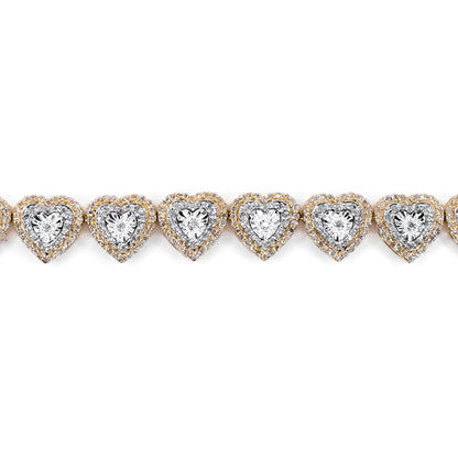 10k Solid Gold Lab Diamond Cluster Hearts Bracelet