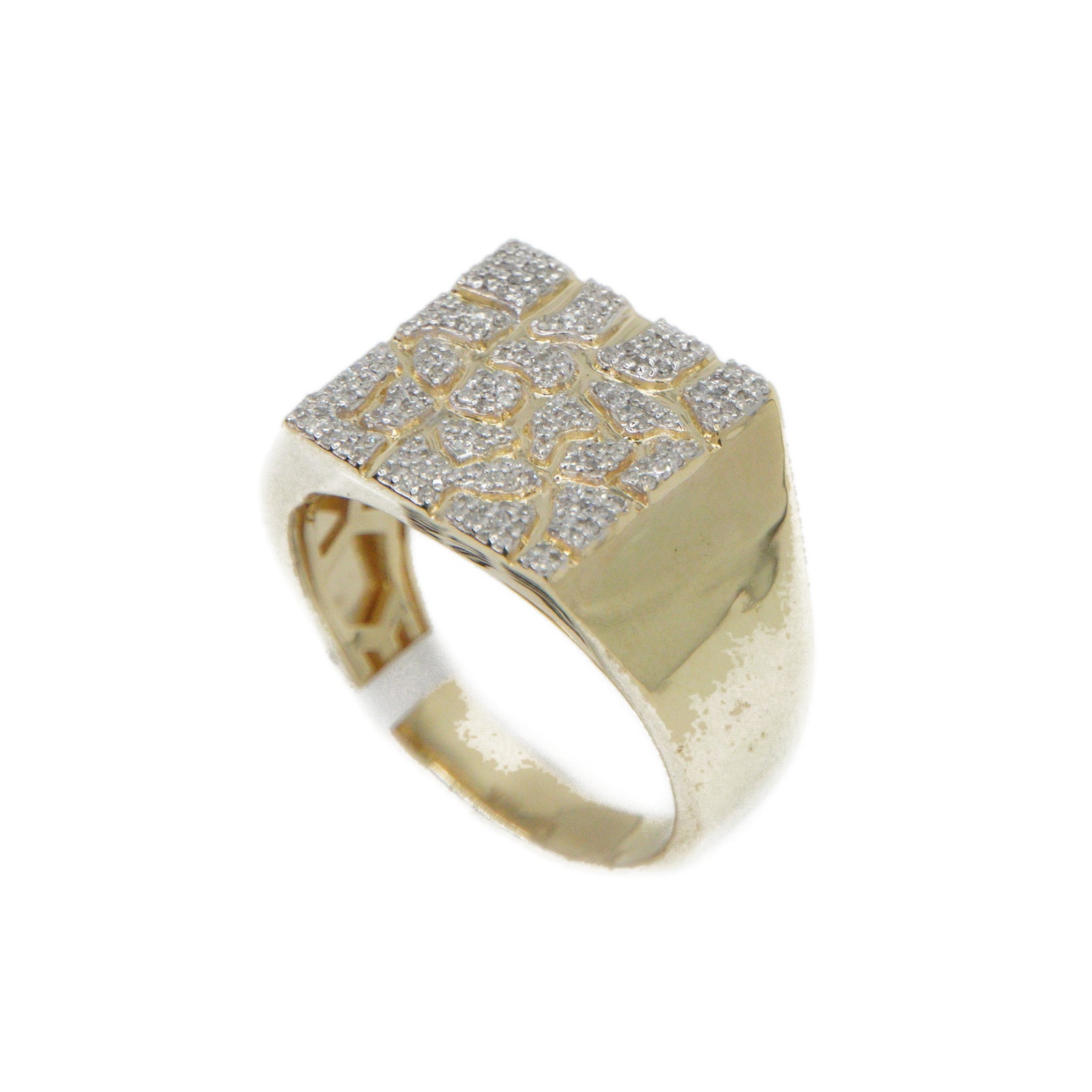 10k Solid Gold Lab Diamond Gold Nugget Ring