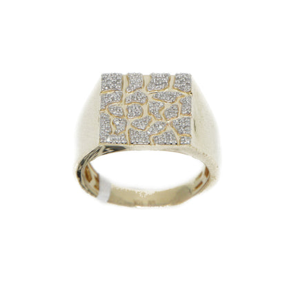 10k Solid Gold Lab Diamond Gold Nugget Ring