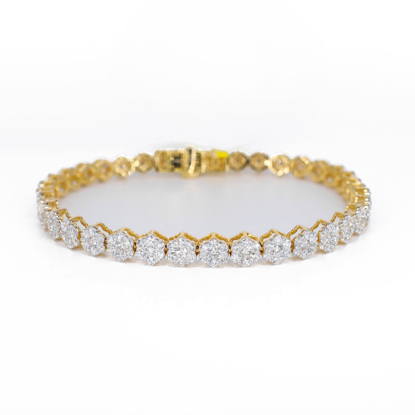 10k Solid Gold Lab Diamond Graduated Flower Tennis Bracelet