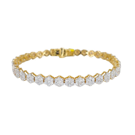 10k Solid Gold Lab Diamond Graduated Flower Tennis Bracelet