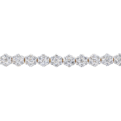 10k Solid Gold Lab Diamond Graduated Flower Tennis Bracelet