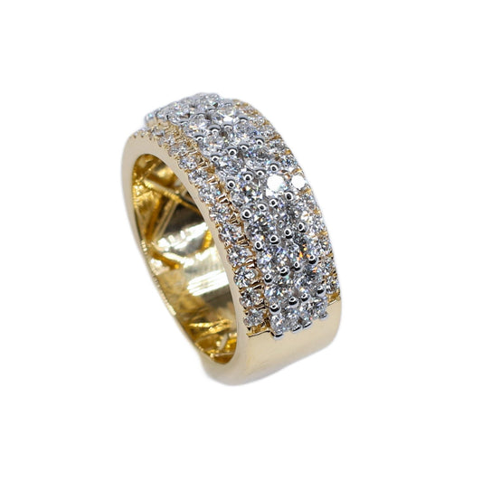 10k Solid Gold Lab Diamond 4 Row Double Layer Men's Band