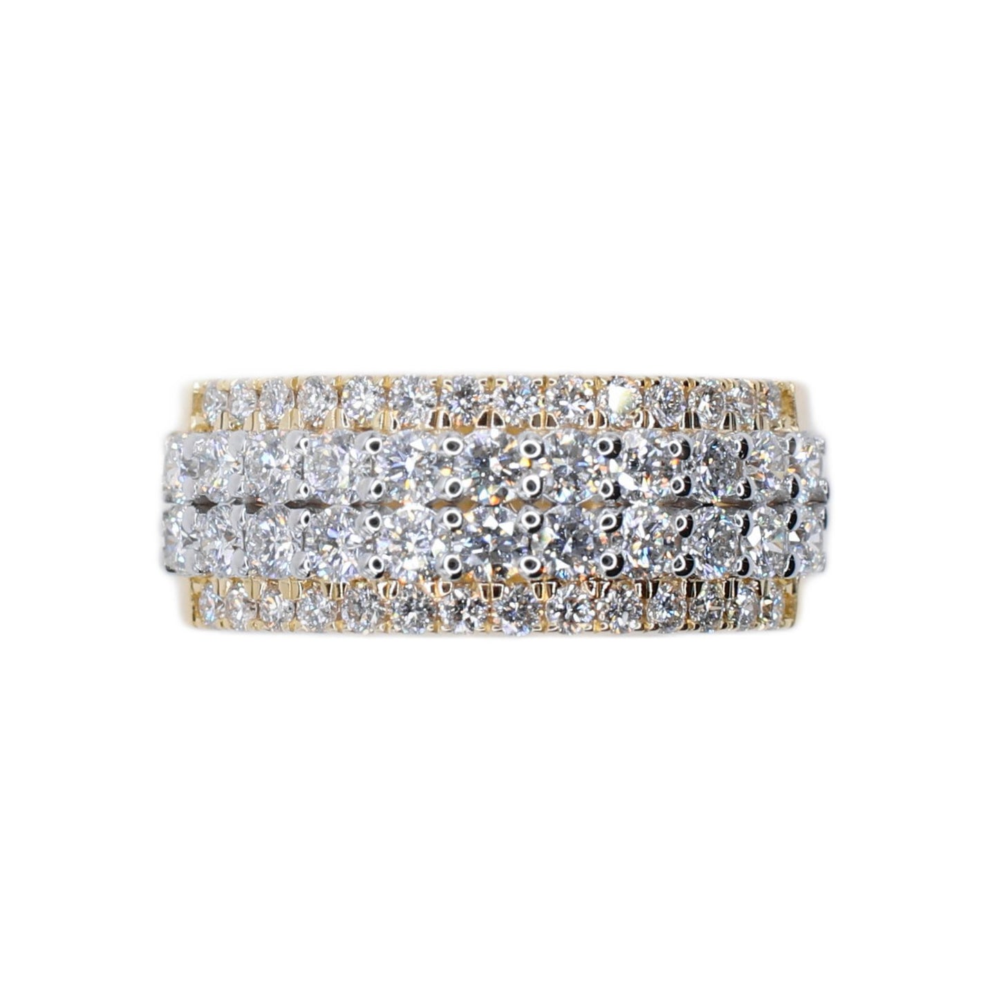 10k Solid Gold Lab Diamond 4 Row Double Layer Men's Band