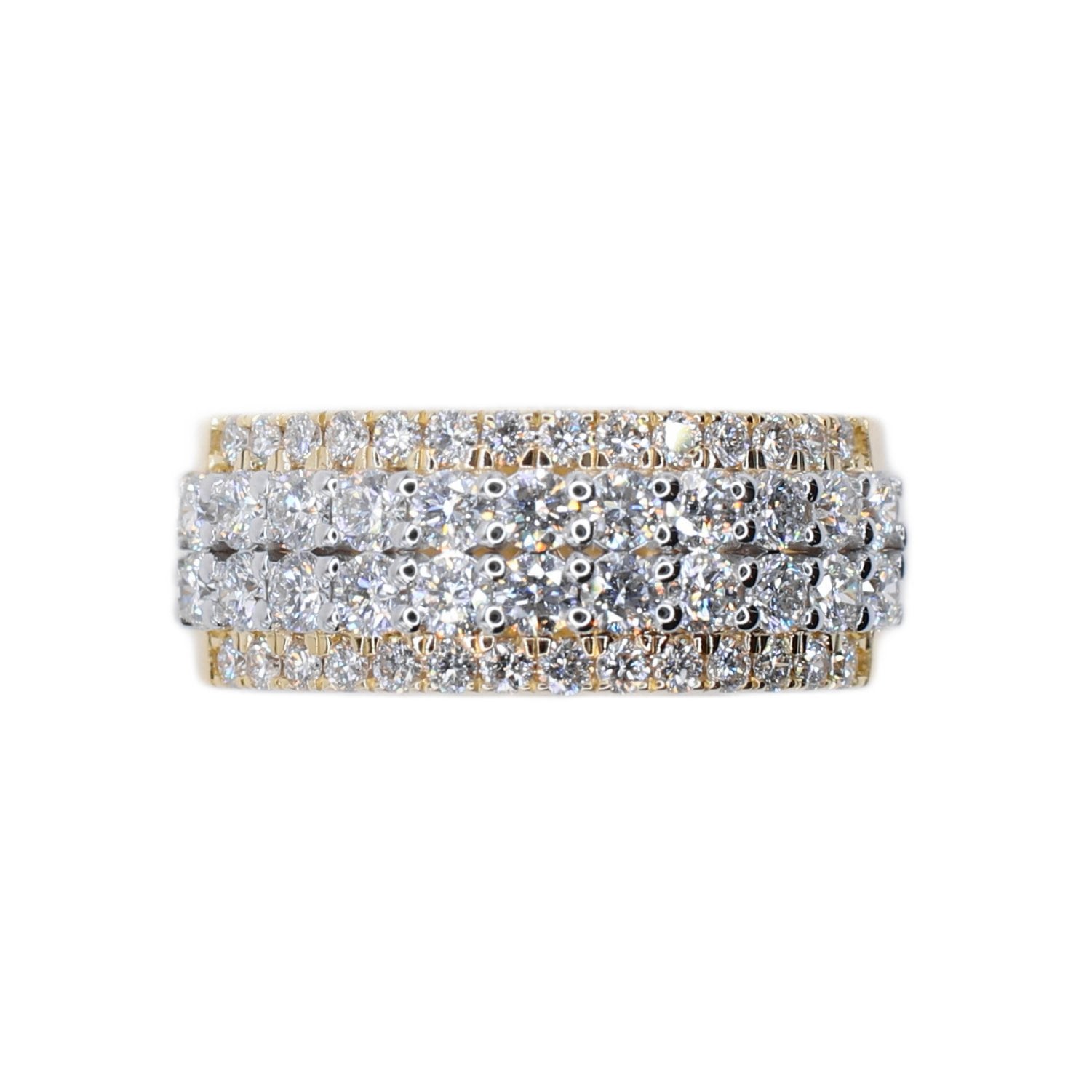 10k Solid Gold Lab Diamond 4 Row Double Layer Men's Band