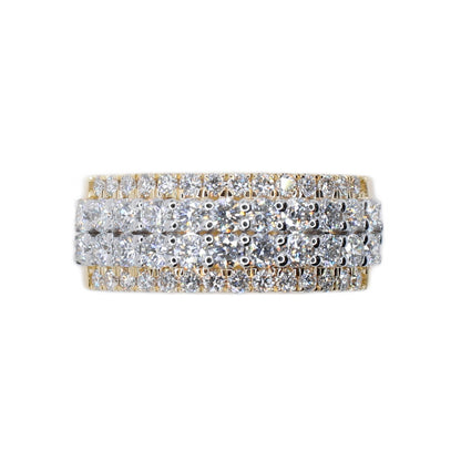10k Solid Gold Lab Diamond 4 Row Double Layer Men's Band
