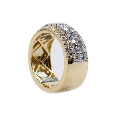 10k Solid Gold Lab Diamond 4 Row Double Layer Men's Band