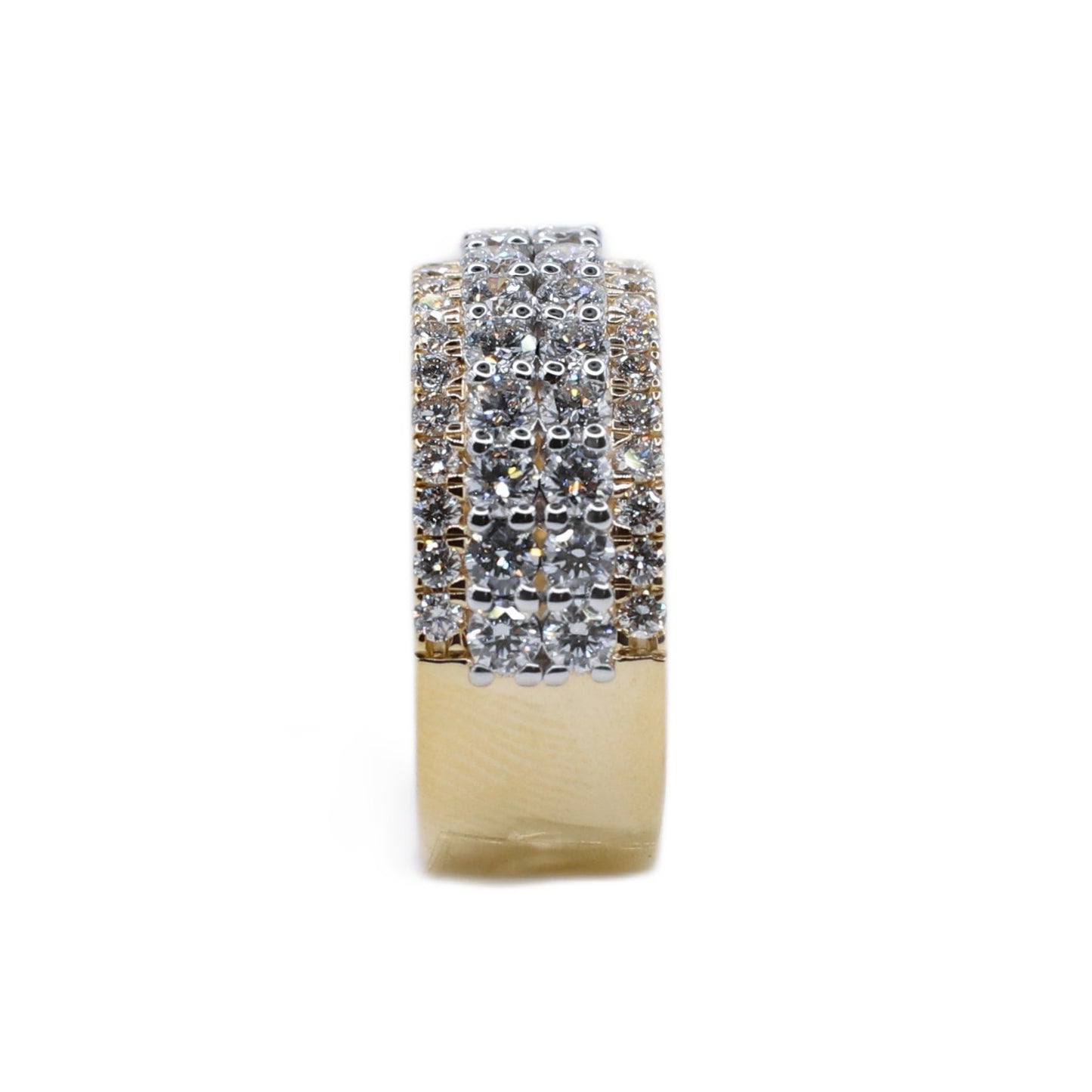 10k Solid Gold Lab Diamond 4 Row Double Layer Men's Band