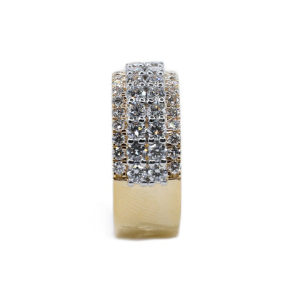 10k Solid Gold Lab Diamond 4 Row Double Layer Men's Band