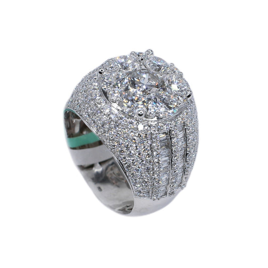 10k Solid Gold Diamond Lab Center Pointer Cluster Men's Ring