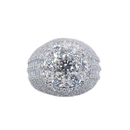 10k Solid Gold Diamond Lab Center Pointer Cluster Men's Ring