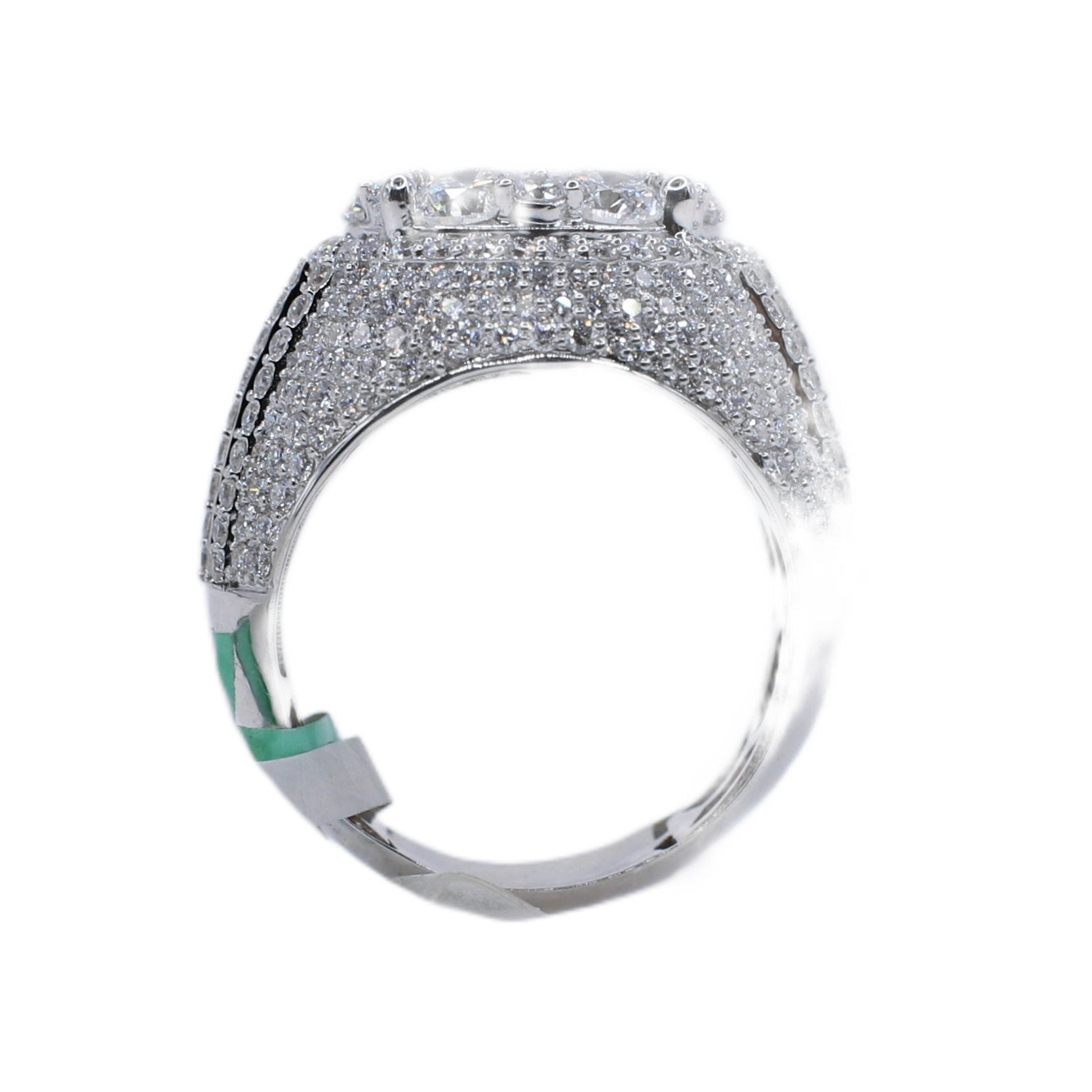 10k Solid Gold Diamond Lab Center Pointer Cluster Men's Ring