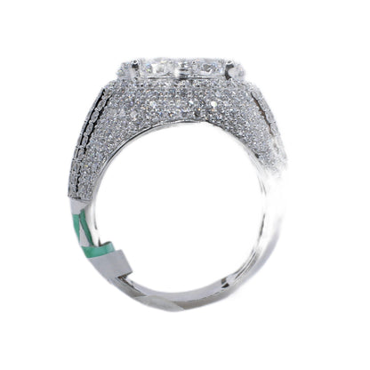 10k Solid Gold Diamond Lab Center Pointer Cluster Men's Ring