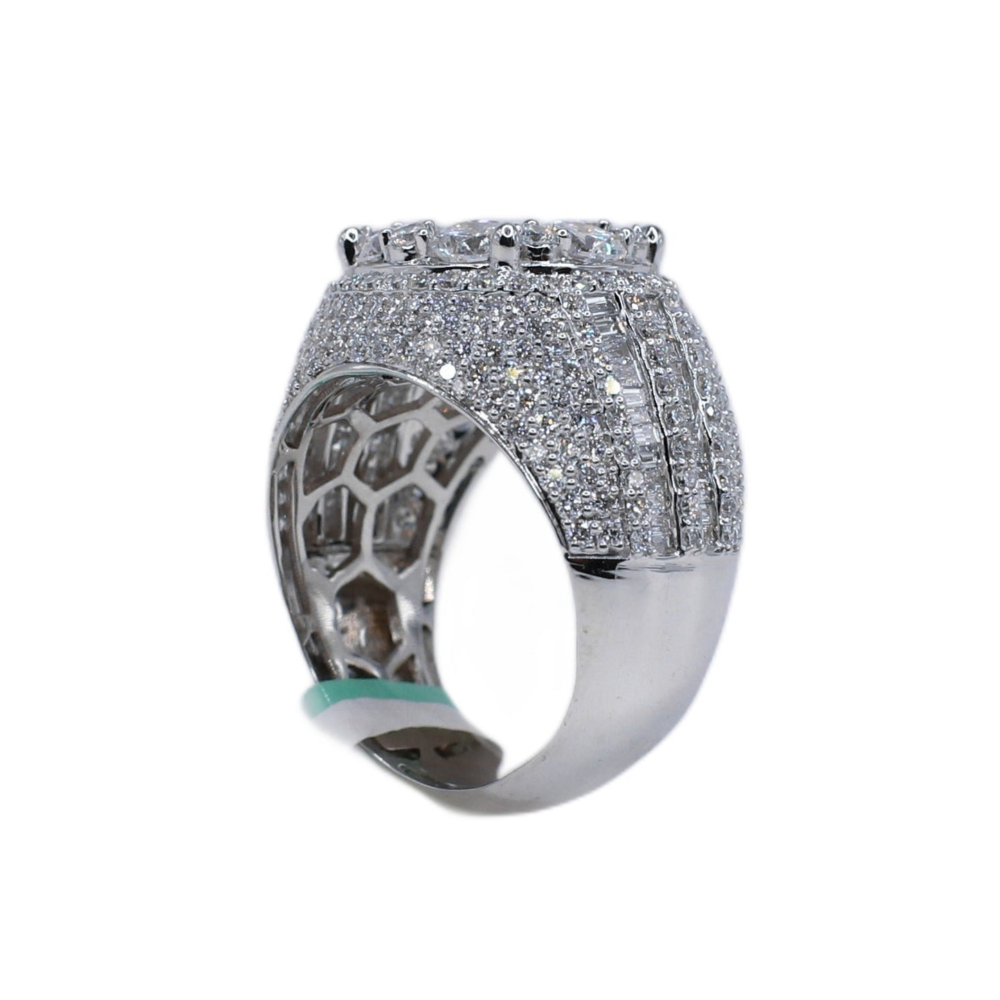 10k Solid Gold Diamond Lab Center Pointer Cluster Men's Ring