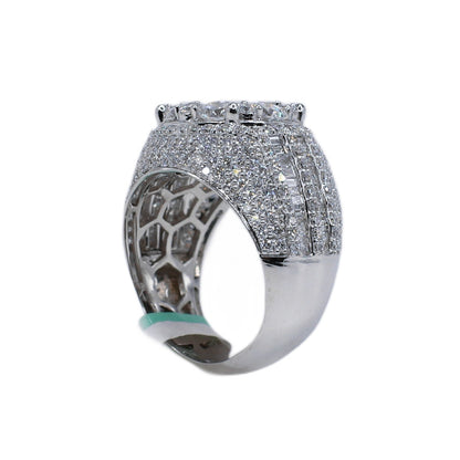 10k Solid Gold Diamond Lab Center Pointer Cluster Men's Ring