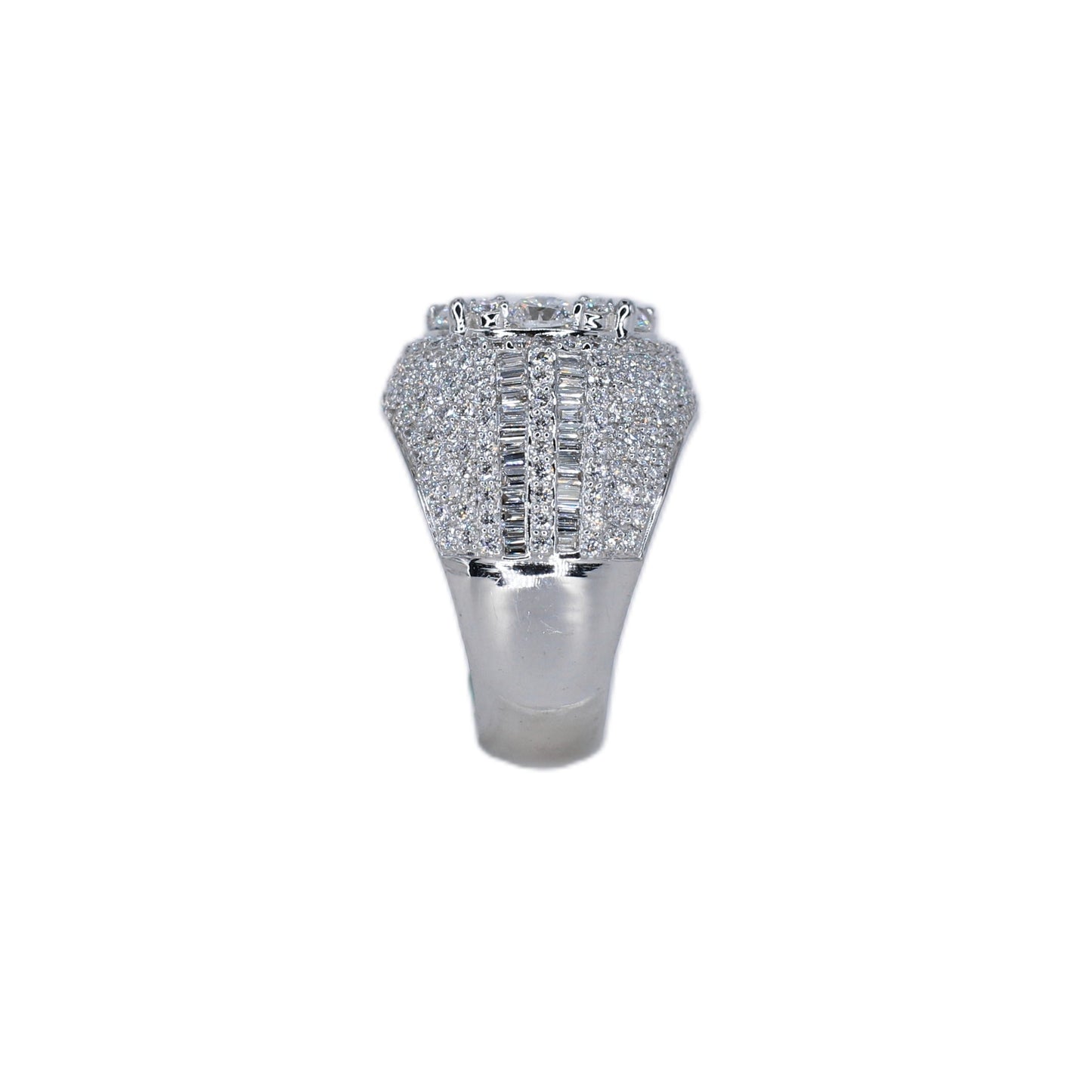 10k Solid Gold Diamond Lab Center Pointer Cluster Men's Ring