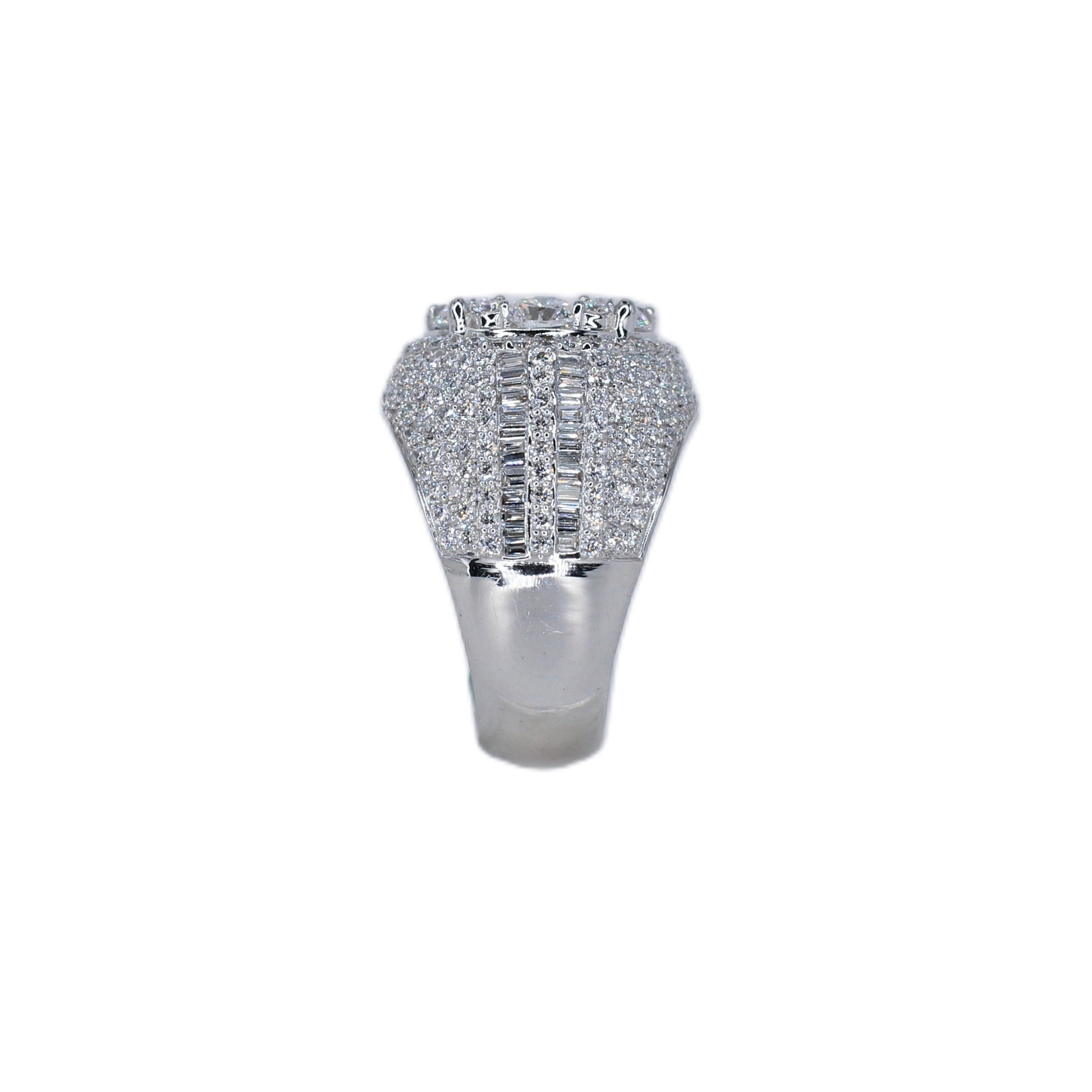10k Solid Gold Diamond Lab Center Pointer Cluster Men's Ring