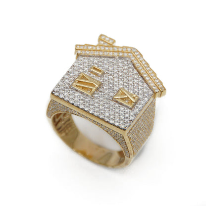 10k Solid Gold Lab Diamond Trap House Ring