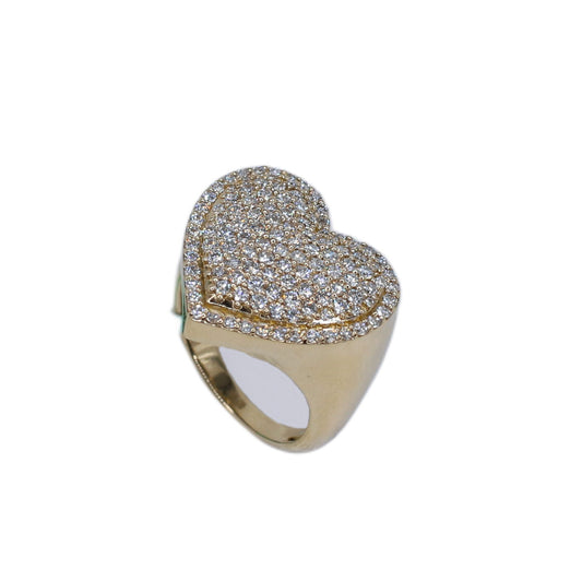 10k Solid Gold Lab Diamond 3D Heart Ring
