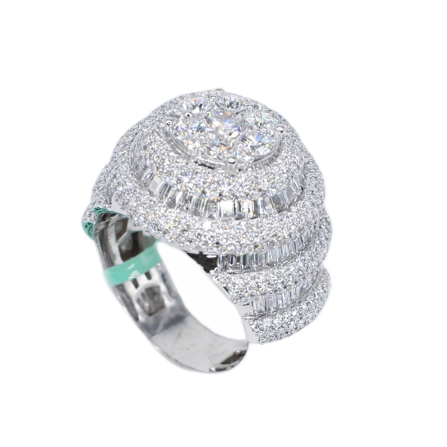 10k Solid Gold Lab Diamond Alternating Baguette Pave Men's Ring