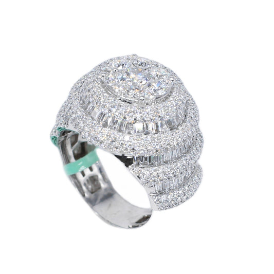 10k Solid Gold Lab Diamond Alternating Baguette Pave Men's Ring