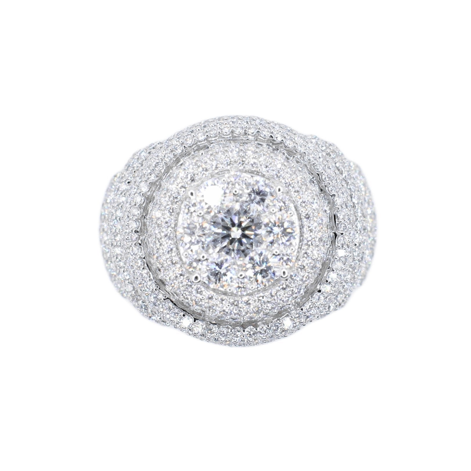 10k Solid Gold Lab Diamond Alternating Baguette Pave Men's Ring